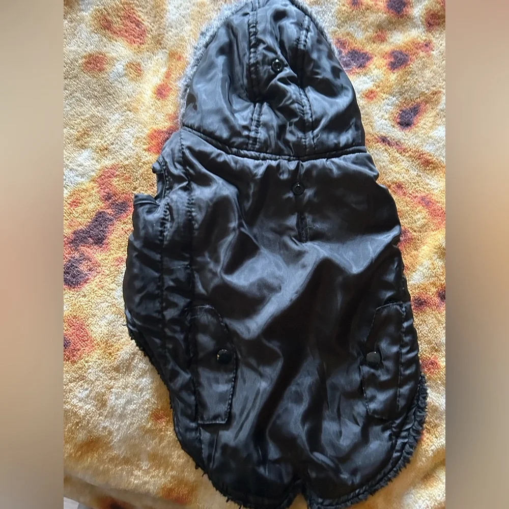 Black Hooded Dog Jacket - size medium
